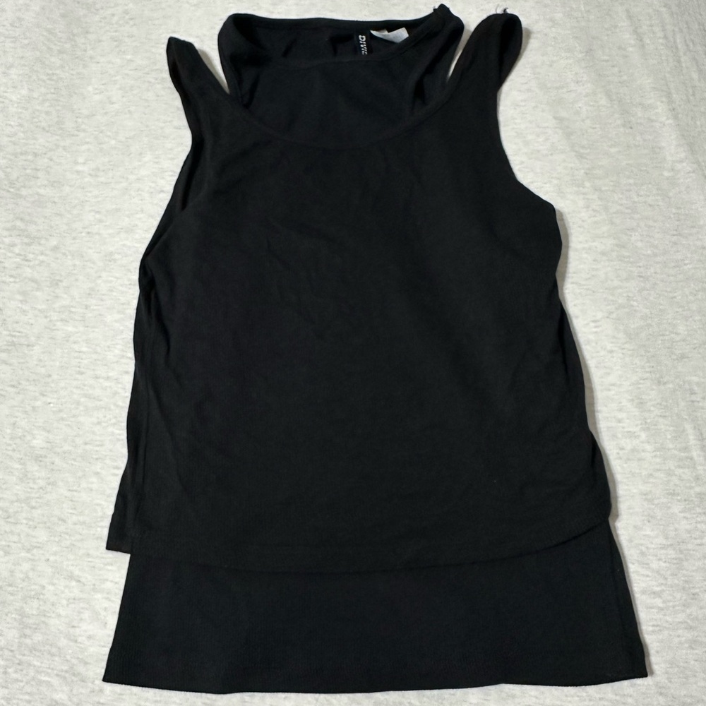 Divided Black Sleeveless Top - Size M